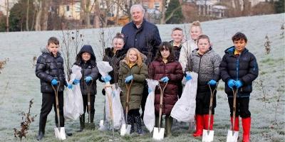 Image of Children planting trees for the trees in Stockton on Tees project