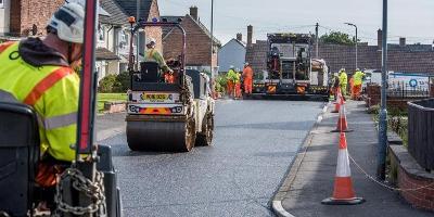 Image of road resurfacing in Stockton