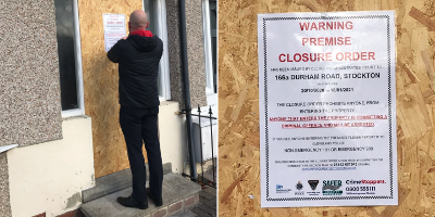 image of premises closure warning sign 