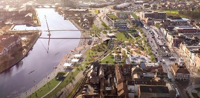 Computer generated imagery of Stockton Waterfront