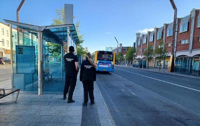 Two enforcement officers on patrol on Stockton High Street