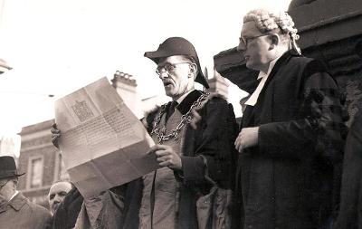 The proclamation of Elizabeth as Queen is read out in Stockton High Street in February 1952.