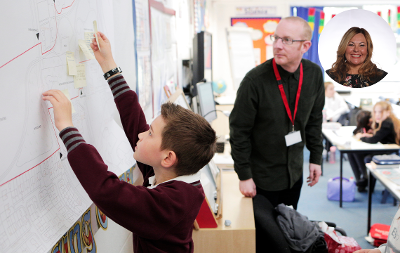 A Myton Park Primary School pupil, alongside a headshot of Councillor Lisa Evans