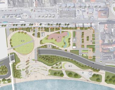 A plan showing the areas of focus for Stockton Waterfront following public engagement