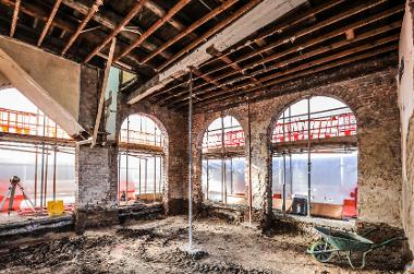 Yarm Town Hall refurbishment with original arches showing