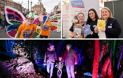 A grid image showing images taken at Stockton International Riverside Festival, Halloween Spooky Walk and Volunteers' Market