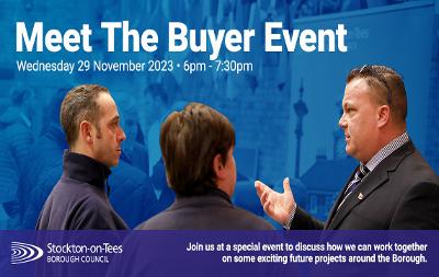 Graphic showing a meet the buyer event set to take place in November 2023.