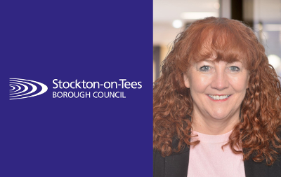 A headshot of Majella McCarthy alongside the Stockton-on-Tees Borough Council logo