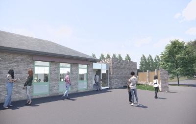 An artist impression of the new cafe and toilet building at Preston Park.