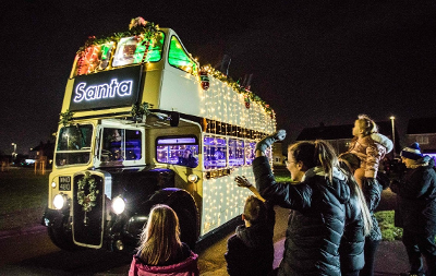 Santa on wheels bus 